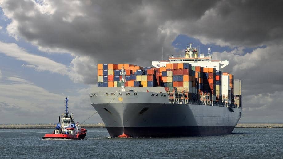 image of Cargo Ship Sailing Down River Mersey