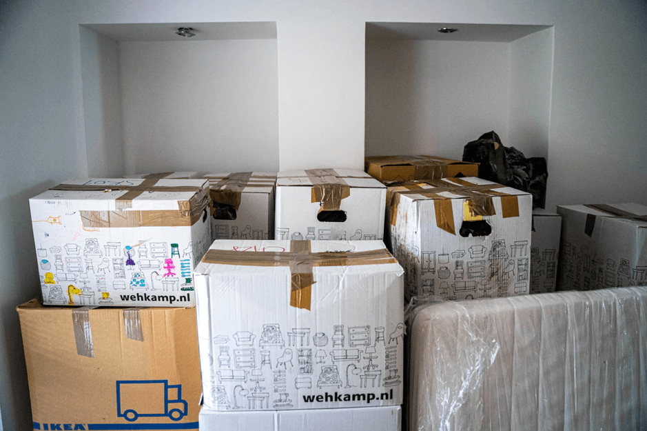 Boxes packed ready for a house removal
